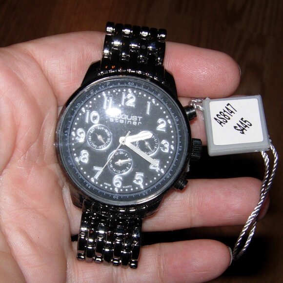 August Steiner Swiss Quartz Dual Time Zone Multifunction Bracelet Watch - Picture 3 of 6